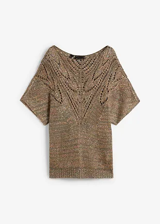 Ažurový svetr s barevnými pajetkami • tmavě olivová více barev • bonprix obchod