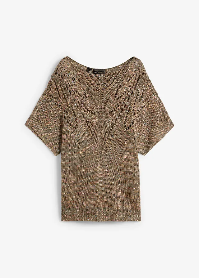 Ažurový svetr s barevnými pajetkami • tmavě olivová více barev • bonprix obchod