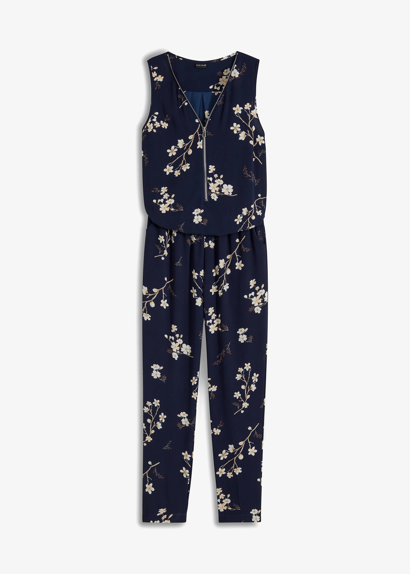 Mouwloze jumpsuit • donkerblauw met print • bonprix online shop