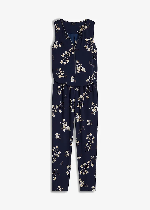 Mouwloze jumpsuit • donkerblauw met print • bonprix online shop