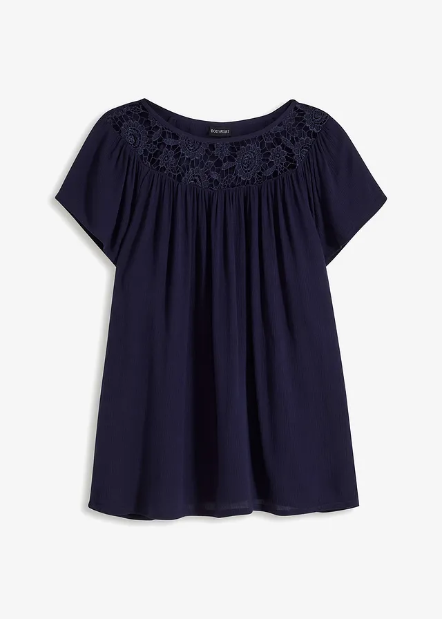 Blouse van viscose • donkerblauw • bonprix online shop