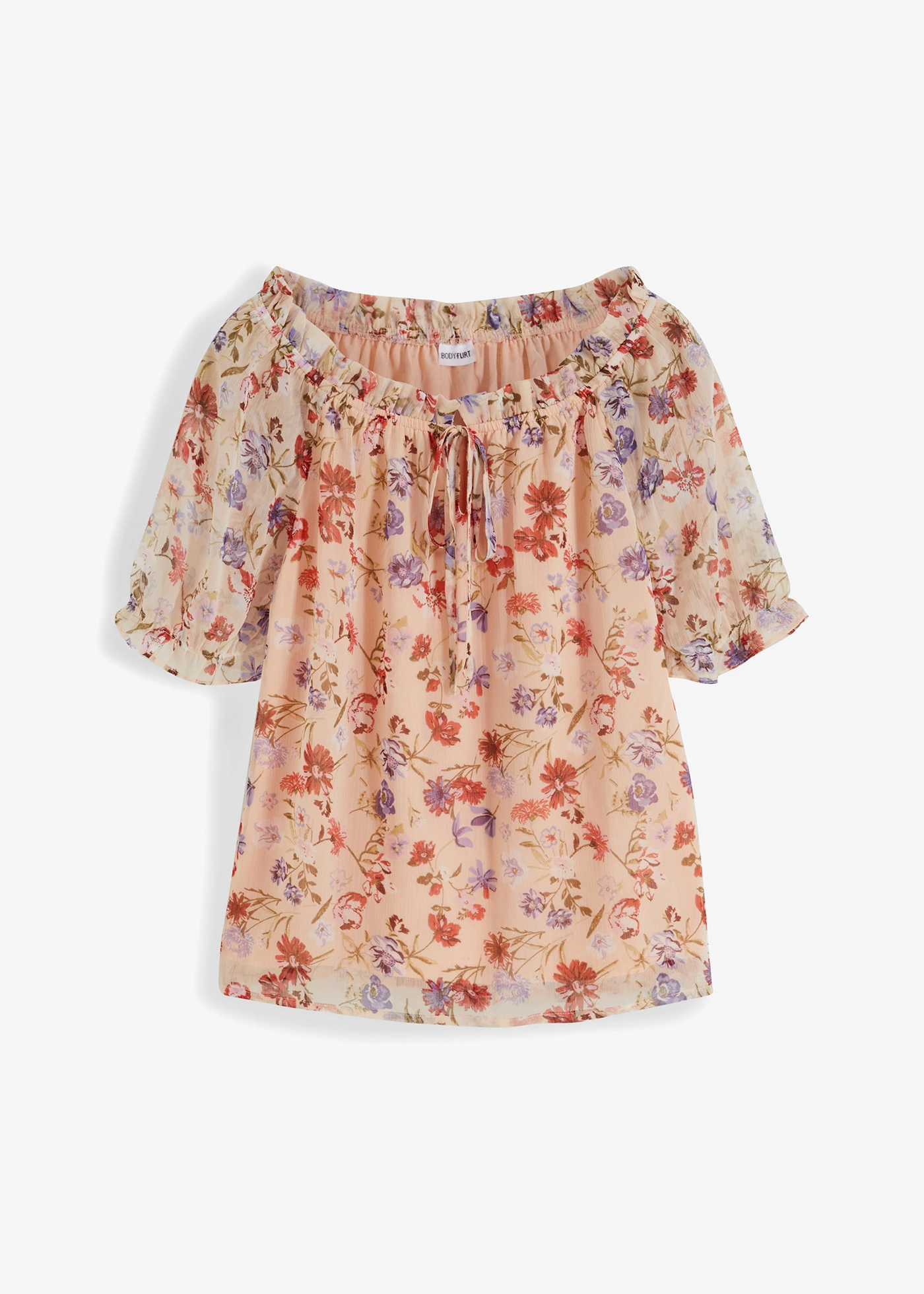 Tunică-bluză carmen • roz pal floral • magazin bonprix