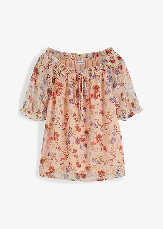 Tunică-bluză carmen • roz pal floral • magazin bonprix