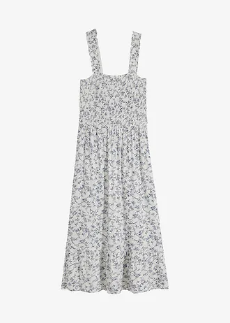 Šaty v délce midi • přírodní bílo-modrá s květy • bonprix obchod