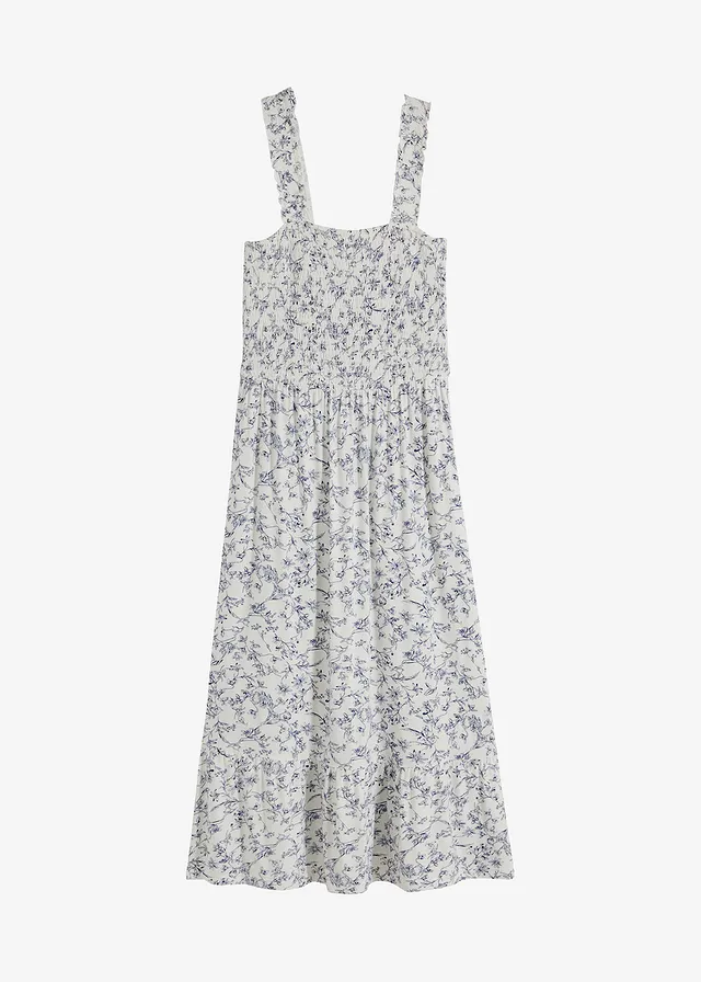 Robe midi, Couleur: blanc cassé/bleu floral