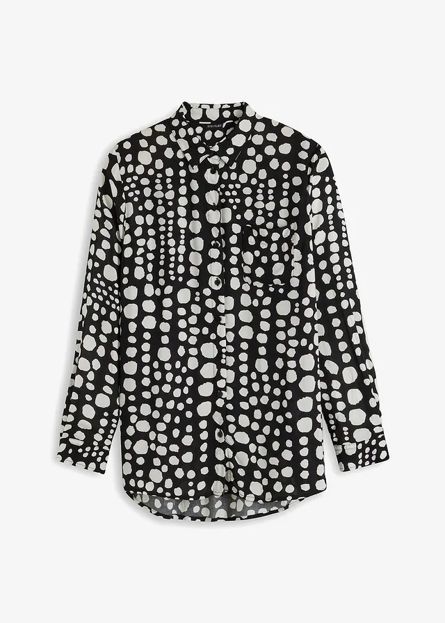 Gedessineerde, lange blouse van soepele viscose