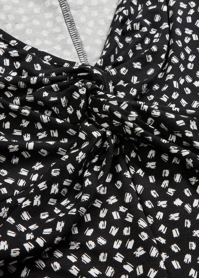 Robe drapée en jersey viscose doux • noir/blanc graphique • product-page.page-title-suffix