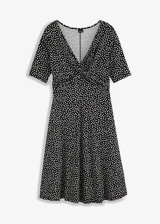 Robe drapée en jersey viscose doux • noir-blanc graphique • Boutique bonprix