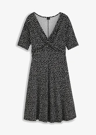 Robe en jersey viscose doux avec drapé • noir-blanc graphique • Boutique bonprix