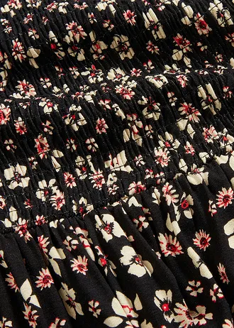 Dlouhé šaty z viskózové směsi • černo-přírodní bílá s květy • bonprix obchod