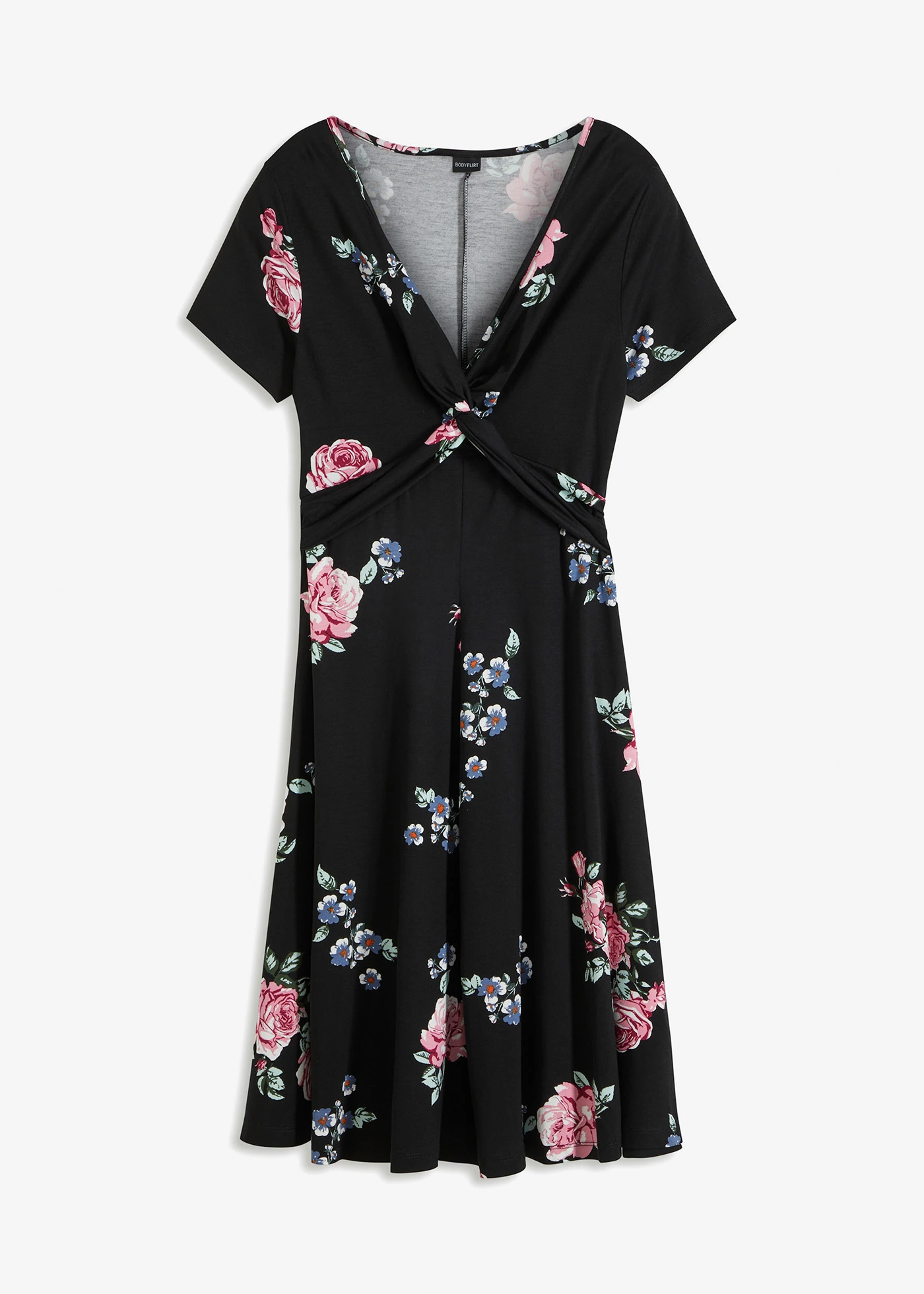 Robe en jersey viscose extensible • noir floral • Boutique bonprix