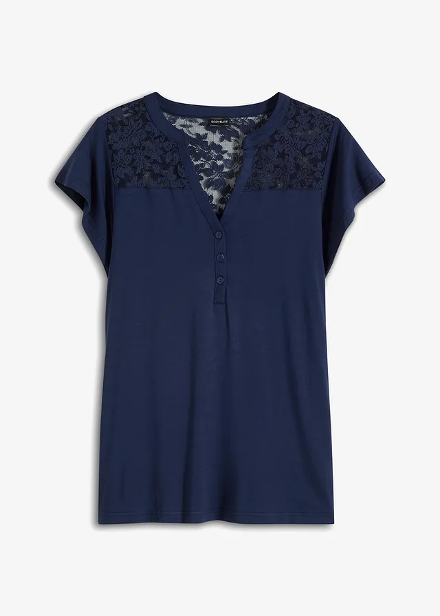 Bluză henley din material cu viscoză