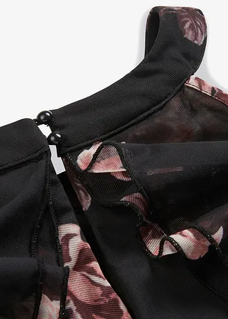 Dlouhé šaty ze síťoviny • černá s květy • bonprix obchod