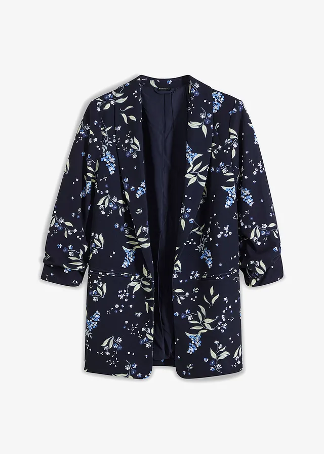 Blazer long imprimé • bleu foncé floral • Boutique bonprix