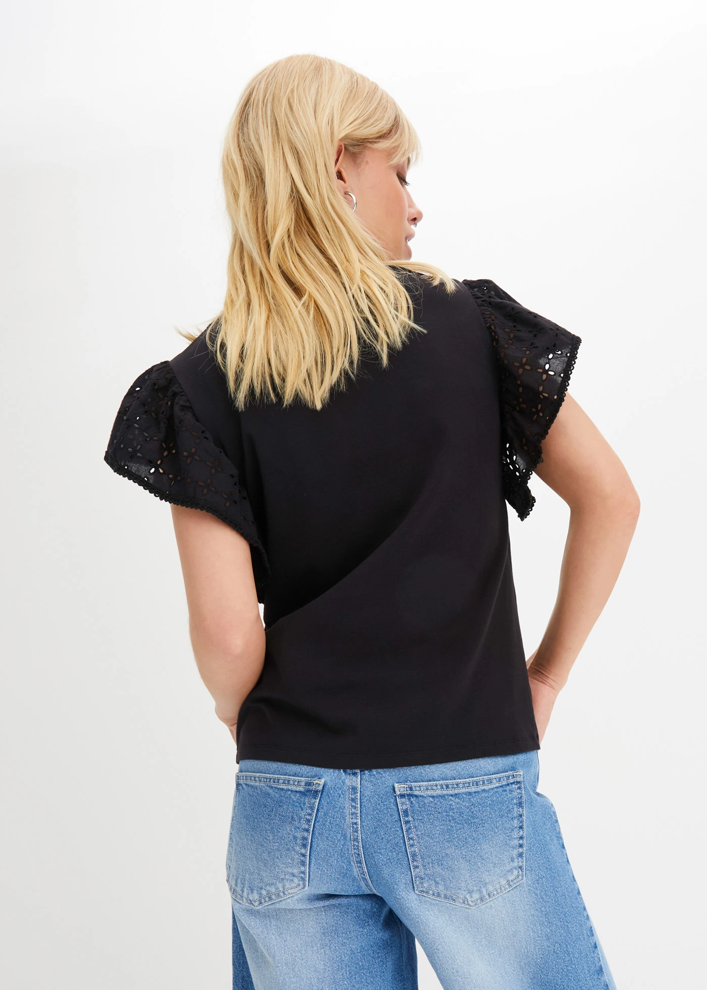 Shirt met broderie anglaise • zwart • bonprix online shop