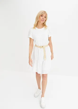 Pólo šaty s děrovanou výšivkou • bílá • bonprix obchod