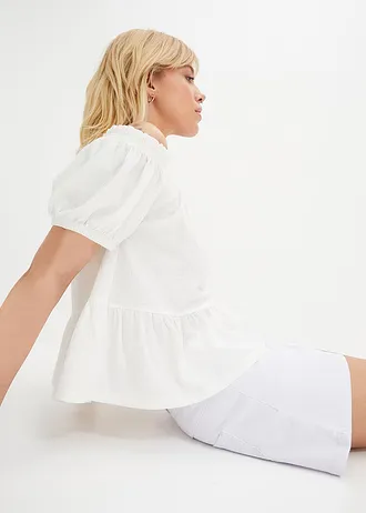 Strečové džínové šortky, Mid Waist • bílý kepr used • bonprix obchod