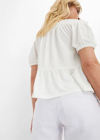 Strečové džínové šortky, Mid Waist • bílý kepr used • bonprix obchod