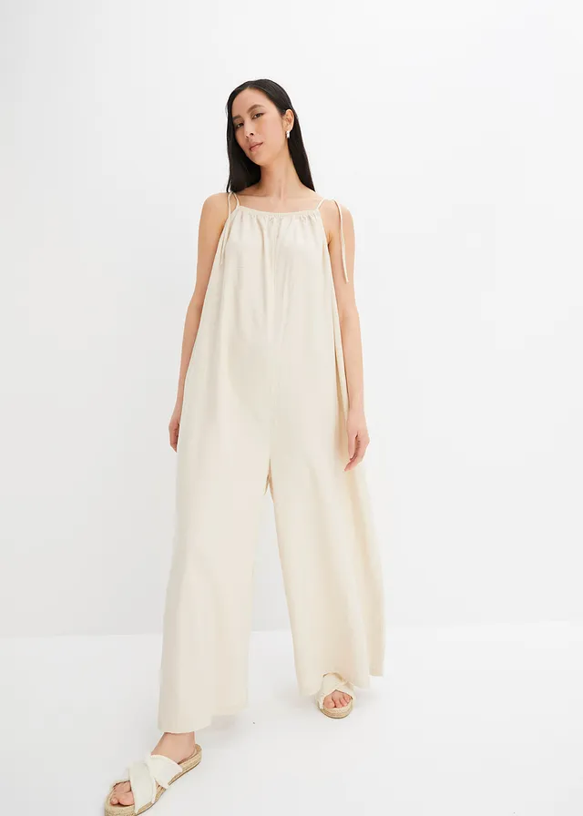 Combinaison aérienne en lin et viscose • beige sable • product-page.page-title-suffix