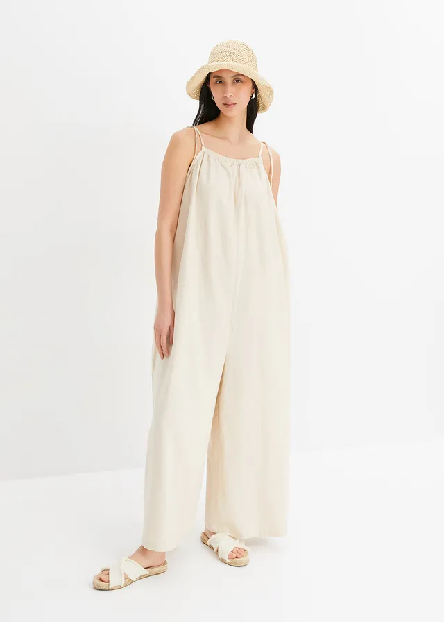 Combinaison aérienne en lin et viscose • beige sable • product-page.page-title-suffix