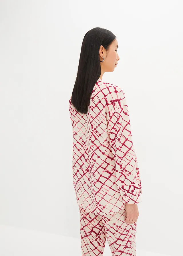 Blouse oversize, Couleur: violet/naturel batik