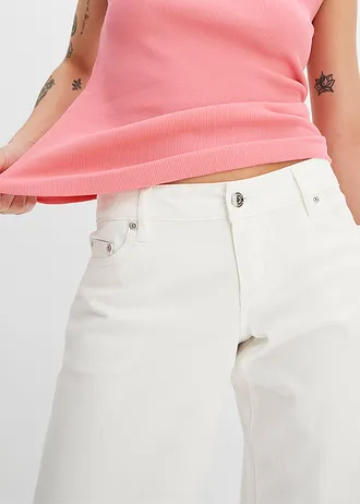 Top w prążek z czystej bawełny organicznej (2 szt.) • biały+jaskrawy jasnoróżowy • sklep bonprix