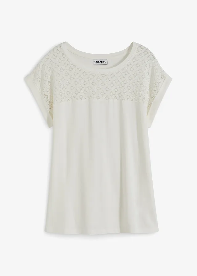Shirt in een zachte viscosemix, Kleur: wolwit