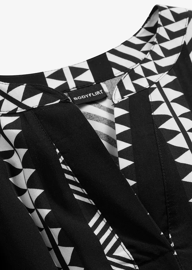 Maxi jurk met printvan soepele viscose • zwart-wolwit grafisch • product-page.page-title-suffix