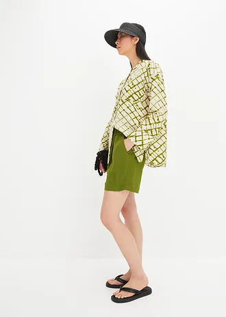 Bermudy s elastickou pasovkou, barva: tmavě mechová