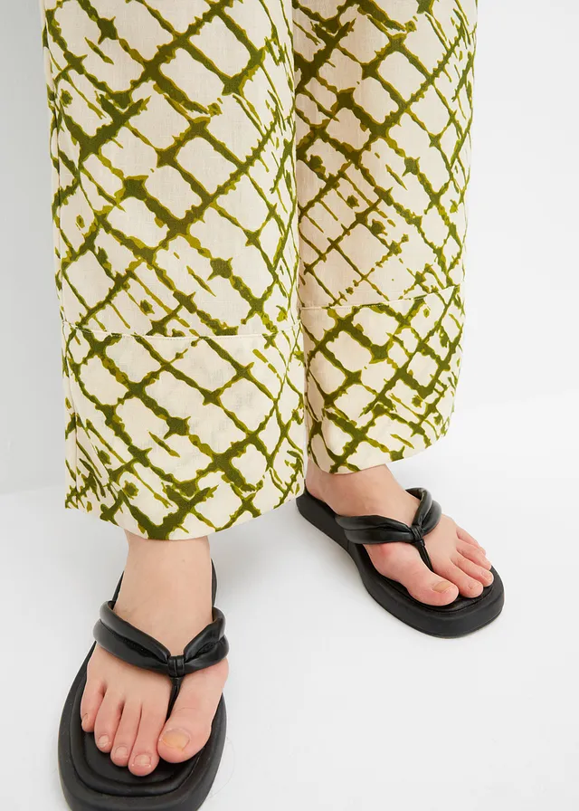 Wijde broek met print • donkermosgroen-naturel gedessineerd • product-page.page-title-suffix