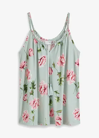 Top met print, Kleur: turkoois gebloemd