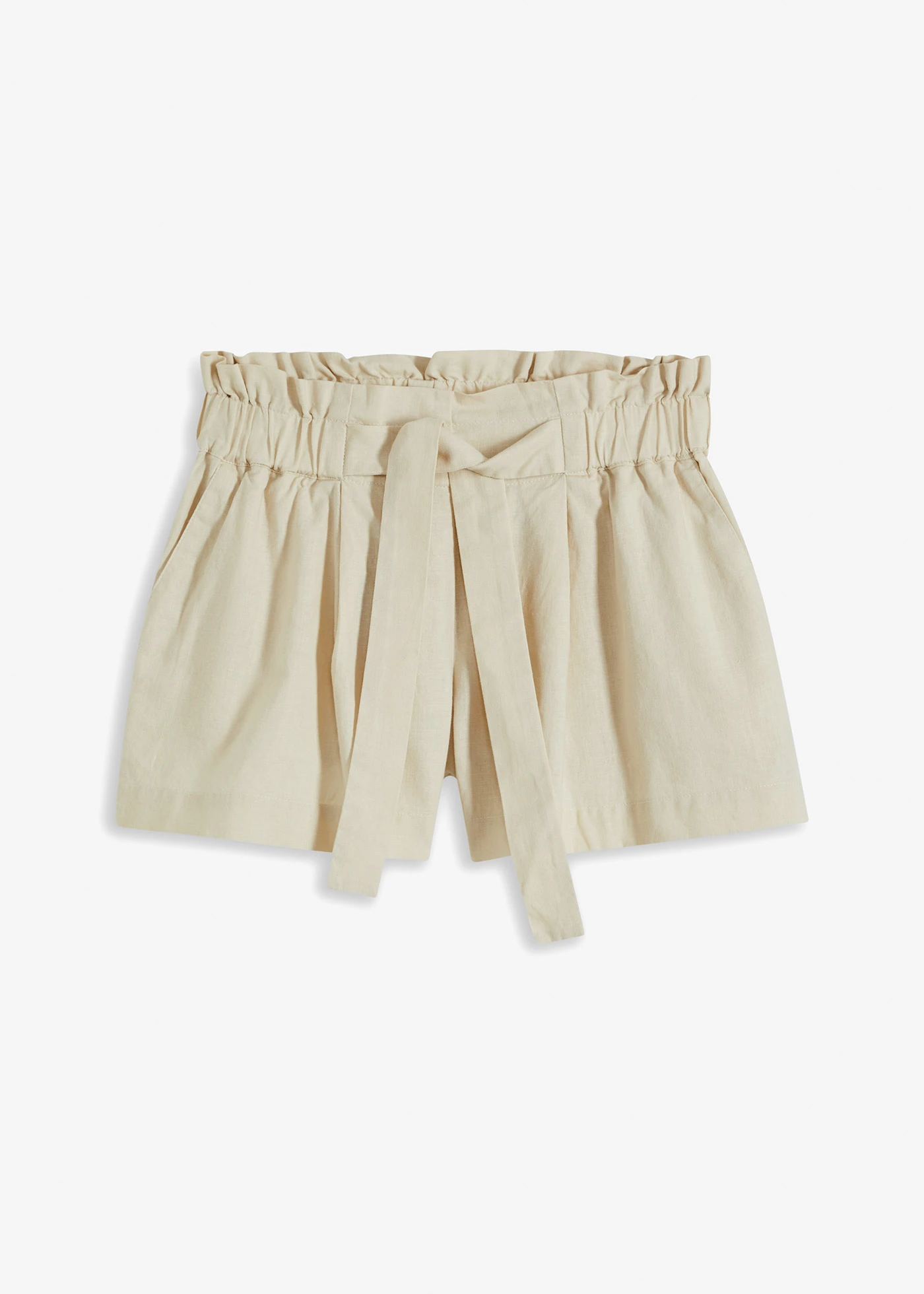 Linnen short met hoge band • kiezelbeige • bonprix online shop