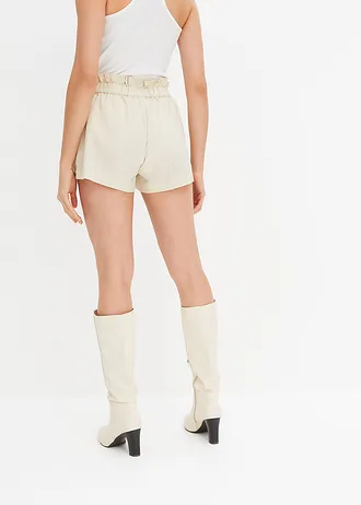 Linnen short met hoge band • kiezelbeige • bonprix online shop