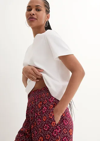 Šortky bez zapnínání, s gumovým průvlekem a potiskem • tmavě bobulová • bonprix obchod