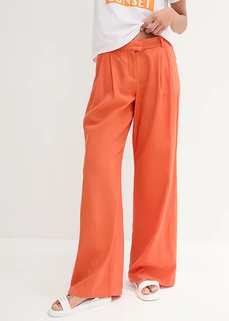 Pantalon palazzo léger en lin et viscose • orange cuivré • Boutique bonprix
