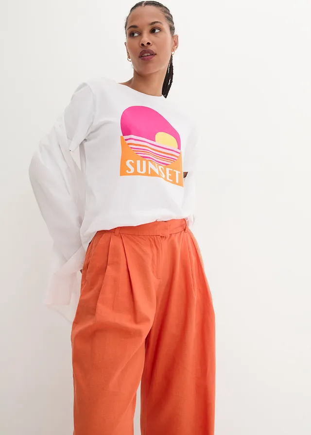 Pantalon palazzo léger en lin et viscose • orange cuivré • product-page.page-title-suffix