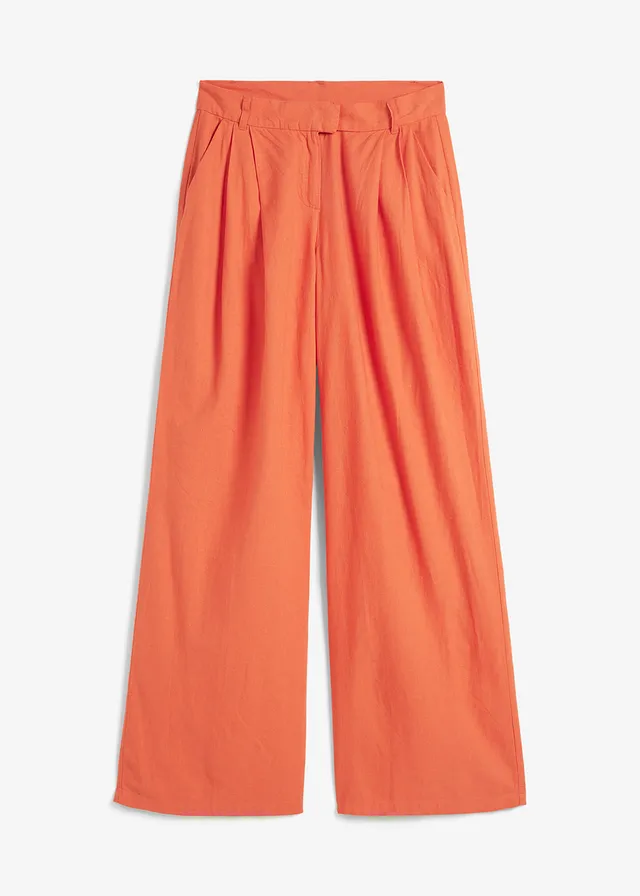 Pantalon palazzo léger en lin et viscose • orange cuivré • Boutique bonprix