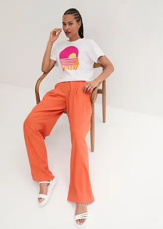 Pantalon palazzo léger en lin et viscose • orange cuivré • Boutique bonprix
