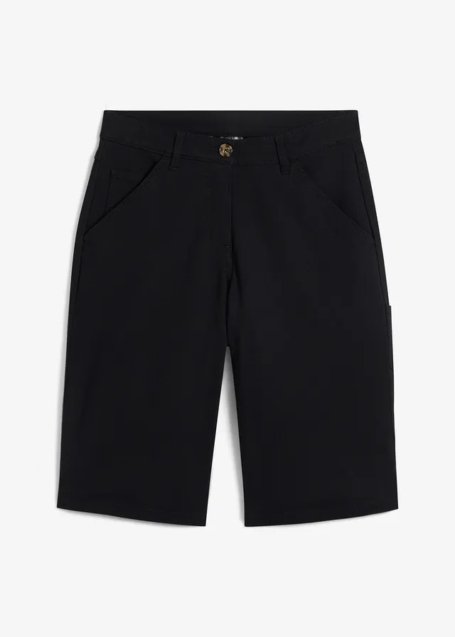 Bavlněné bermudy ke kolenům, s detaily ve stylu Utility • černá • bonprix obchod