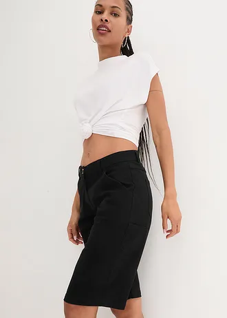 Bavlněné bermudy ke kolenům, s detaily ve stylu Utility • černá • bonprix obchod