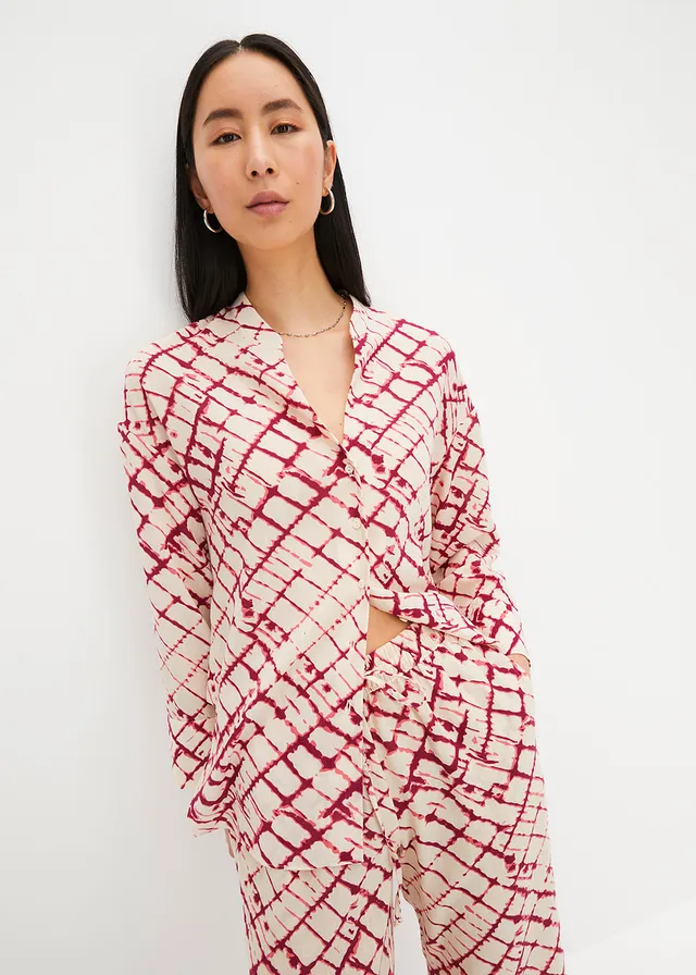 Blouse oversize, Couleur: violet/naturel batik