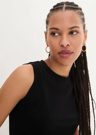 Jersey top met biologisch katoen • zwart • bonprix online shop