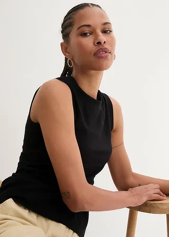 Jersey top met biologisch katoen • zwart • bonprix online shop