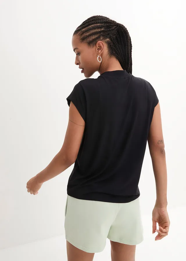 T-shirt van zachte viscose, Kleur: zwart