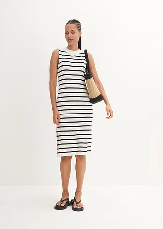 Lehké šaty z jemného úpletu, proužkované, barva: přírodně bílo-černé pruhy
