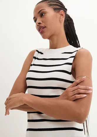 Lehké šaty z jemného úpletu, proužkované • přírodně bílo-černé pruhy • bonprix obchod