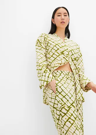 Široké kalhoty s potiskem • tmavě mechová/přírodní s potiskem • bonprix obchod