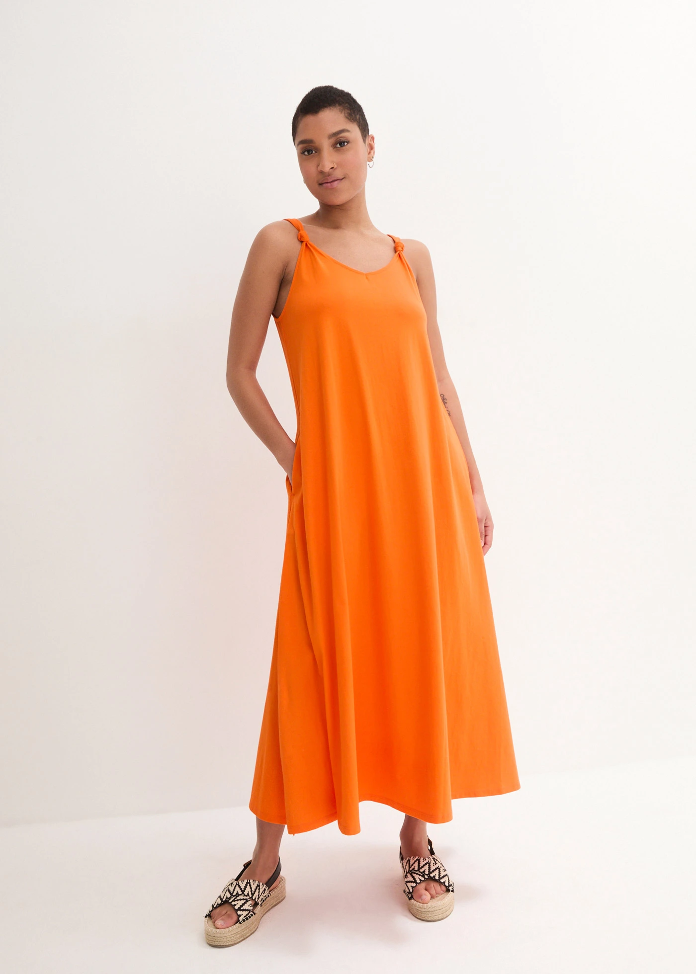 Maxi jersey jurk van biologisch katoen • warm oranje • bonprix online shop