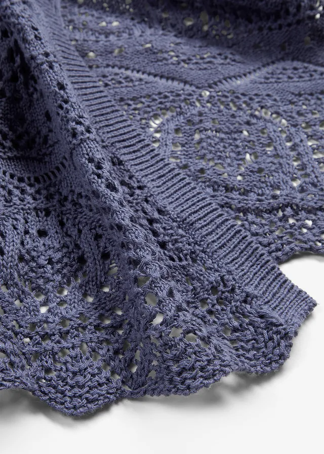 Gilet long en maille ajourée • indigo • product-page.page-title-suffix