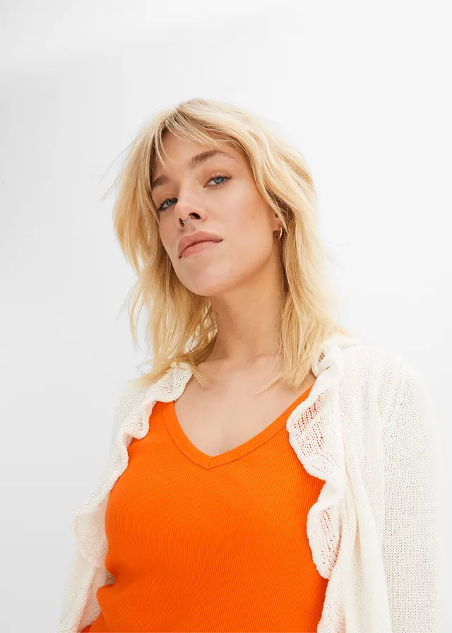 Lot de 2 tops côtelés 100% coton • orange foncé + noir • product-page.page-title-suffix